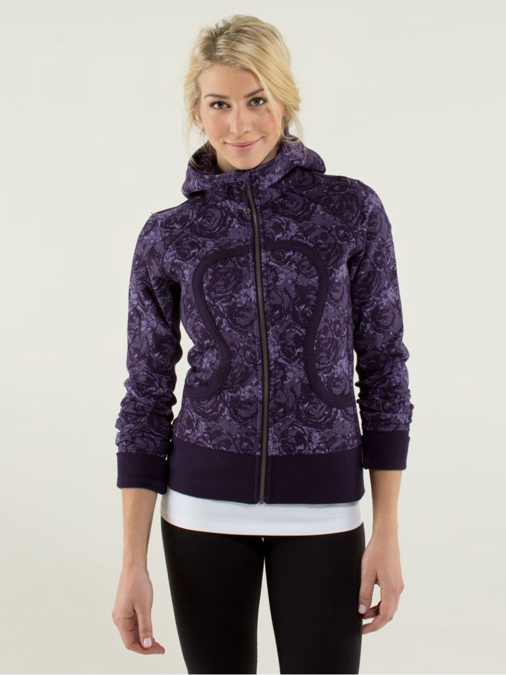 Lululemon Scuba Hoodie Stretch Lined Rose Herringbone Deep Zinfandel Size 8